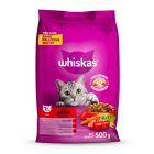 WHISKAS CAT FOOD DRY ADULT BEEF 500G