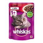 WHISKAS CAT FOOD POUCH BEEF IN JELLY 85G