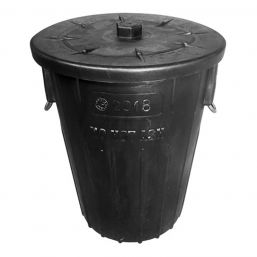 REFUSE BIN WITH LID AND METAL HANDLE 90LT