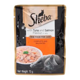 SHEBA CAT FOOD POUCH TUNA & SALMON IN JELLY 70G