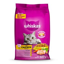 WHISKAS CAT FOOD DRY ADULT CHICKEN 500G
