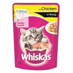 WHISKAS CAT FOOD POUCH KITTEN 85G CHICKEN IN GRAY