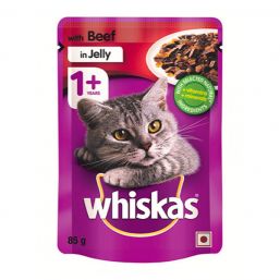 WHISKAS CAT FOOD POUCH 85G BEEF&JELLY