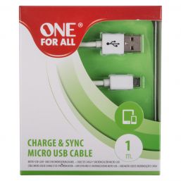 ONE FOR ALL USB APPLE LIGHTNING CABLE WHITE 1M