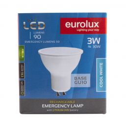 EUROLUX RECHARGEABLE GU10 LAMP CW 3W