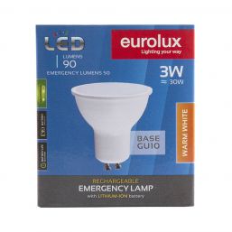 EUROLUX RECHARGEABLE GU10 LAMP WW 3W