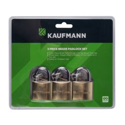 KAUFMANN BRASS LOCK SET 3 PC 50MM