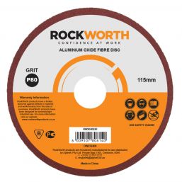 ROCKWORTH RESIN FIBRE DISC - 115MM P80 (25 PACK)