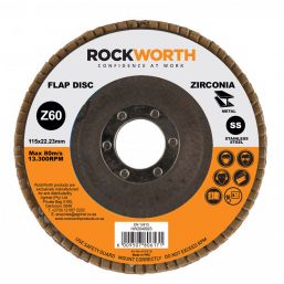 ROCKWORTH FLAP DISC 115MM ZIRCONIA OXIDE P60
