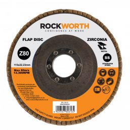 ROCKWORTH FLAP DISC 115MM ZIRCONIA OXIDE P80