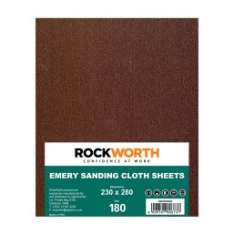 ROCKWORTH EMERY SANDING CLOTH - 180 GRIT (50 PACK)