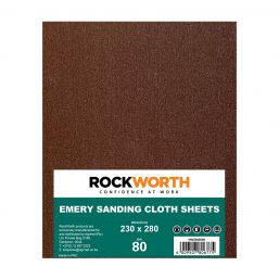 ROCKWORTH EMERY SANDING CLOTH - 80 GRIT (50 PACK)