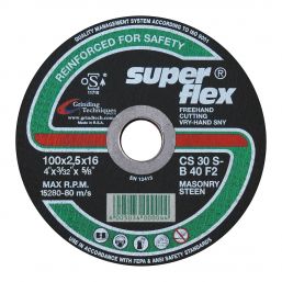 SUPERFLEX CUTTING DISC FLAT MASONRY 100X2.5MM 16BR