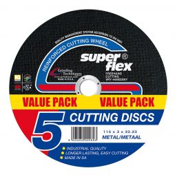 SUPERFLEX CUT DISC STEEL FLAT 115X3X22.23 PK=5