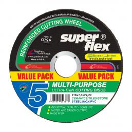 SUPERFLEX CUTTING DISC MULTI PURPOSE 115X1.0MM 5PK