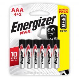 ENERGIZER MAX AAA - 6 PACK 4 + 2 FREE