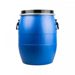 PLASTIC DRUM WITH STEEL SNAP ON RING - 50L BLUE