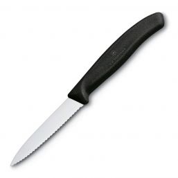 VICTORINOX PARING KNIFE SERRATED 8CM BLACK