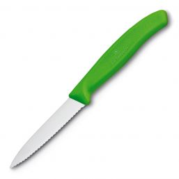 VICTORINOX PARING KNIFE SERRATED 8CM GREEN